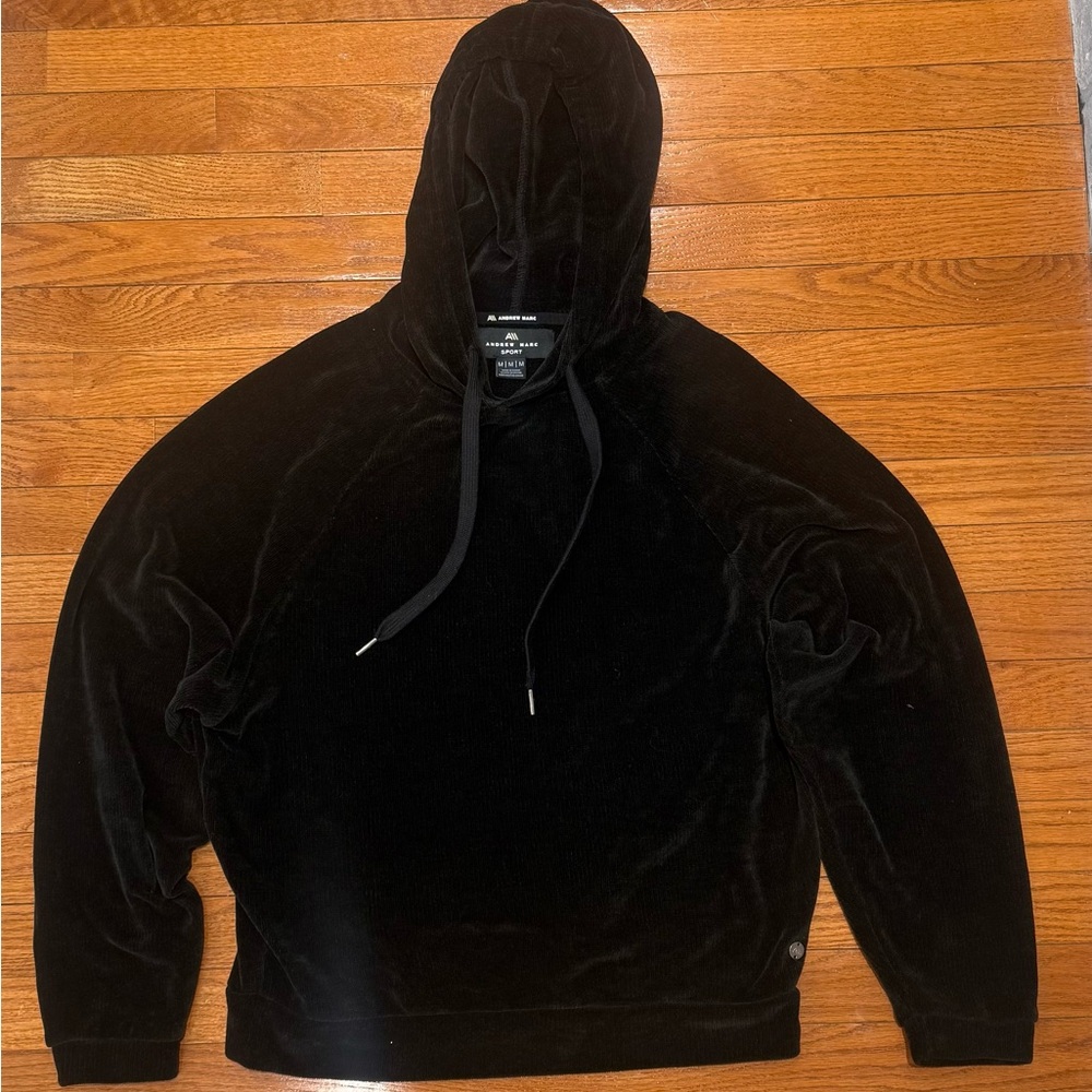 Andrew Marc Black Velvet Hoodie